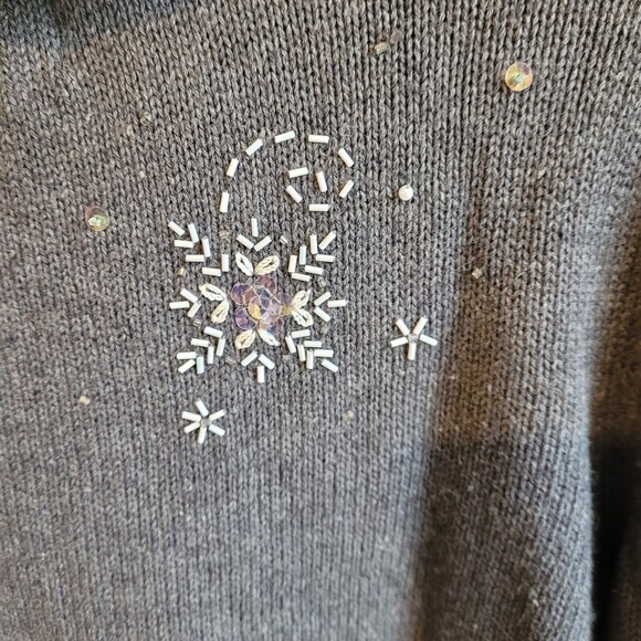 Designers Originals Studio Joy Sweater Womens M Gray White Snowflakes Cardigan - Picture 15 of 16